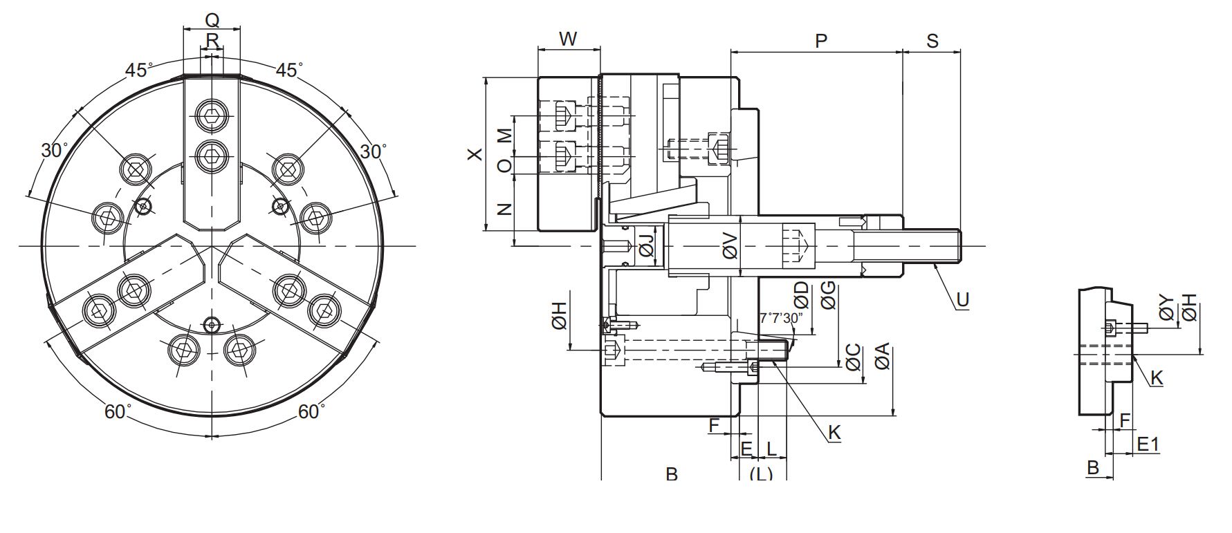 YS3  D jaw solid hydraulic chuck